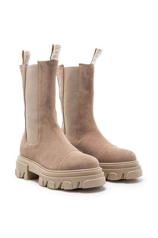 Замшеві черевики Charles Footwear жіночі колір бежевий на платформі (2716128) фото 2