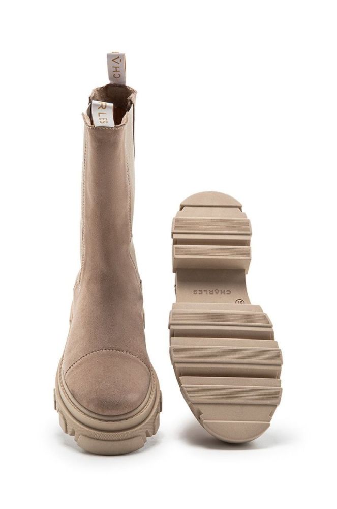 Замшеві черевики Charles Footwear жіночі колір бежевий на платформі (2716128) фото 4
