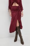 Спідниця Notes du Nord Evie колір бордовий midi пряма Спідниця Notes du Nord Evie колір бордовий midi пряма