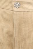 Вельветові штани Custommade Priva жіночі колір бежевий прямі висока посадка