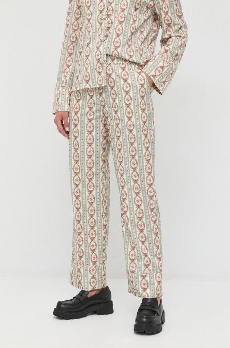 Штани Notes du Nord жіночі пряме висока посадка колір барвистий (2707830)