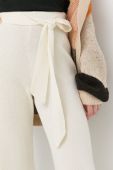 Штани з домішкою вовни Notes du Nord Erin жіночі колір бежевий широке висока посадка