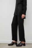 Штани Herskind жіночі колір чорний широкі висока посадка