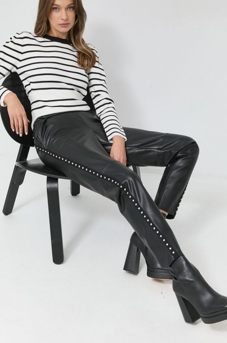 Штани Nissa жіночі колір чорний пряме висока посадка