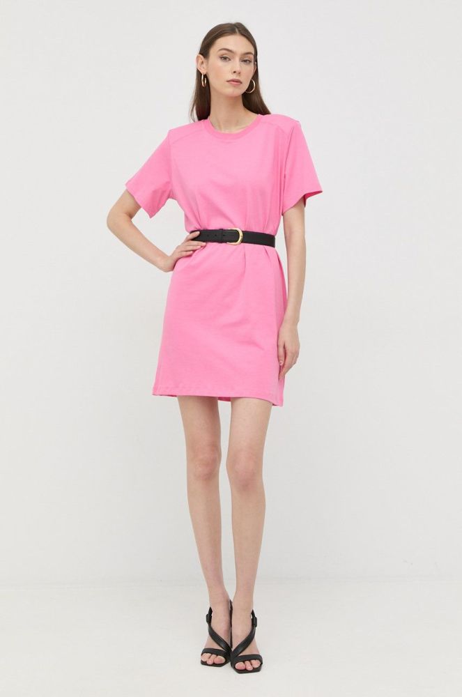 Бавовняна сукня Notes du Nord колір рожевий mini пряма