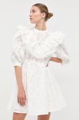 Бавовняна сукня Custommade колір білий mini розкльошена (2487024)