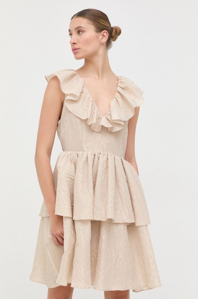 Сукня Custommade колір бежевий mini розкльошена (2486837)