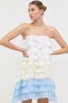 Шовкова сукня Custommade колір білий mini розкльошена Шовкова сукня Custommade колір білий mini розкльошена