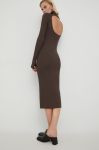 Сукня Herskind колір коричневий midi облягаюча