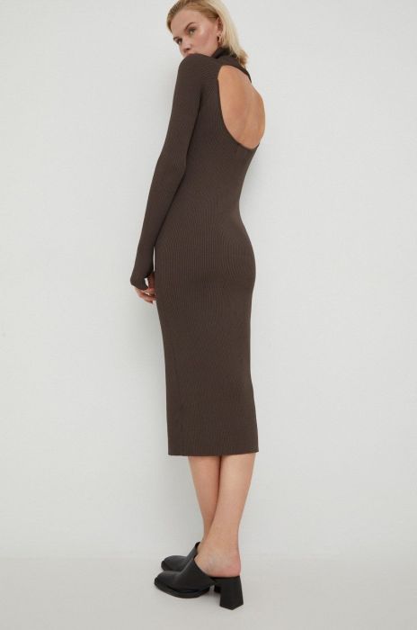 Сукня Herskind колір коричневий midi облягаюча