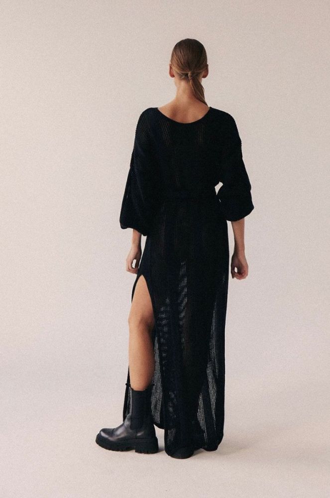 Бавовняна сукня MUUV. Au Crochet колір чорний maxi пряма фото 6