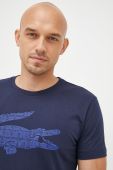 Бавовняна футболка Lacoste колір синій з принтом (2551364)