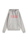 Бавовняна кофта Tous жіноча колір сірий з капюшоном з принтом