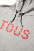 Бавовняна кофта Tous жіноча колір сірий з капюшоном з принтом