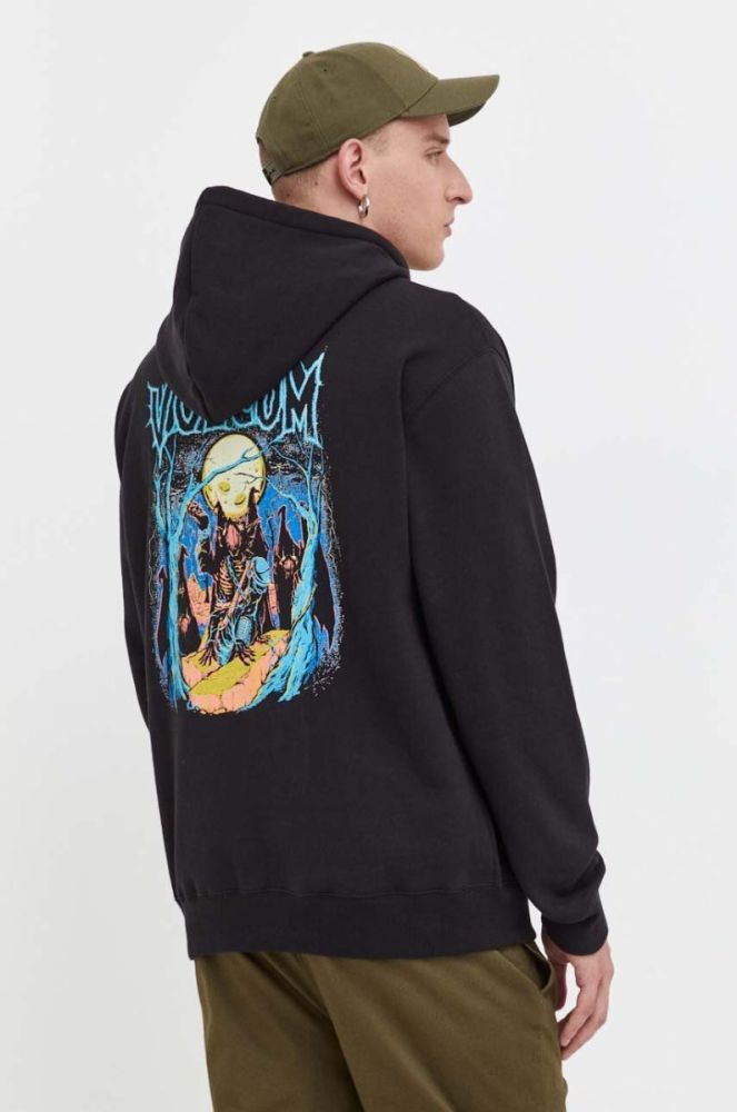 Кофта Volcom x Max Sherman чоловіча колір чорний з капюшоном з принтом фото 3