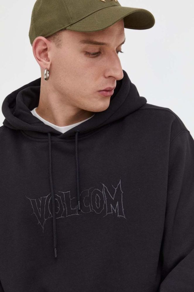 Кофта Volcom x Max Sherman чоловіча колір чорний з капюшоном з принтом фото 4