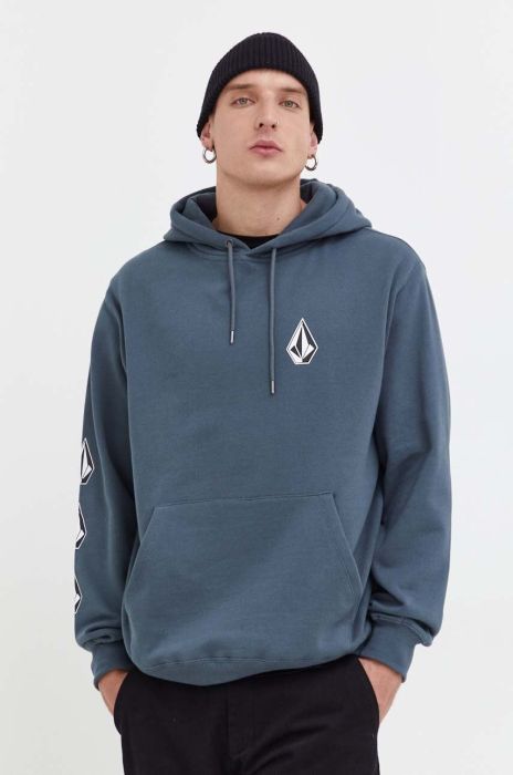 Кофта Volcom чоловіча з капюшоном з принтом колір блакитний