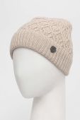 Шапка з домішкою вовни Blauer колір бежевий з товстого трикотажу