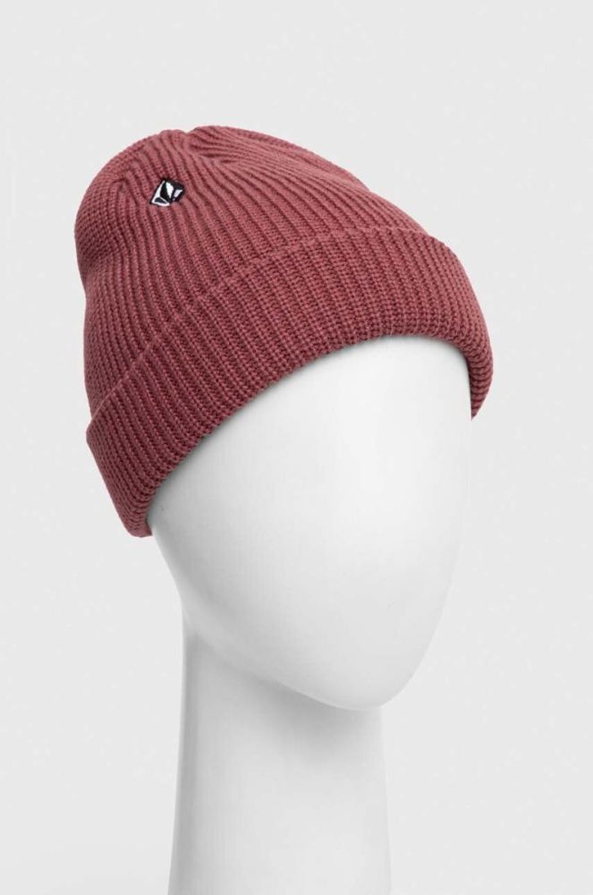 Шапка Volcom колір бордовий з товстого трикотажу фото 2