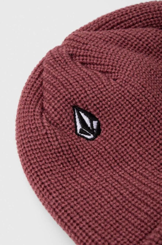 Шапка Volcom колір бордовий з товстого трикотажу фото 3