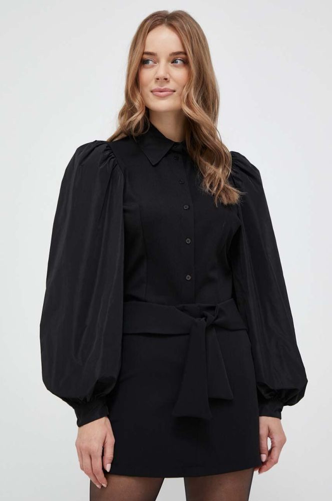 Сорочка Silvian Heach жіноча колір чорний slim класичний комір