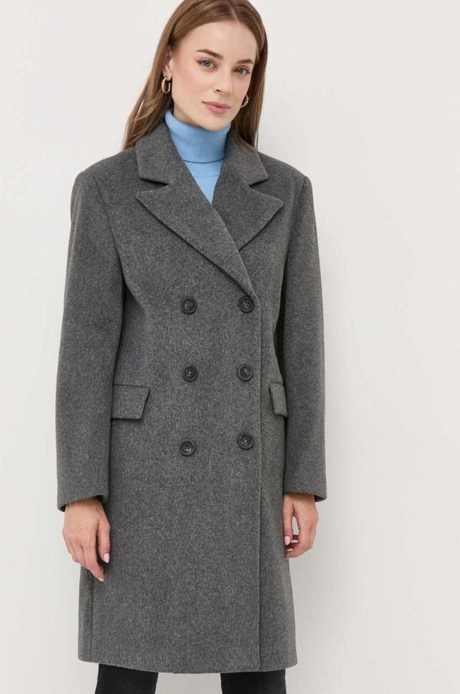 Пальто Silvian Heach жіночий колір сірий перехідний двобортний