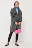 Пальто Silvian Heach жіночий колір сірий перехідний двобортний