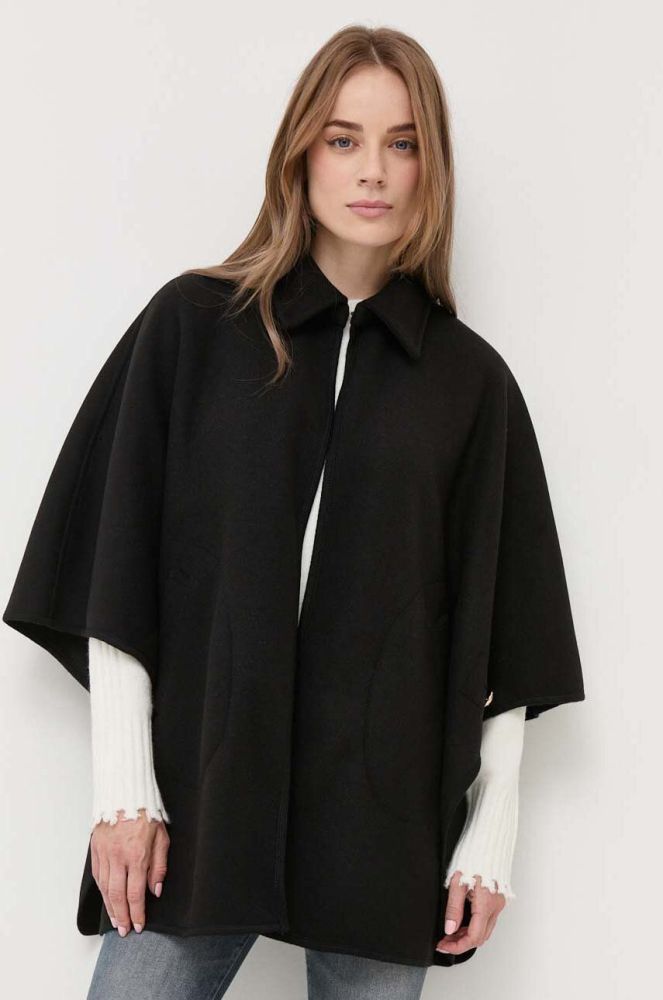 Пальто Silvian Heach жіночий колір чорний перехідний oversize (3401759)