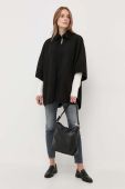 Пальто Silvian Heach жіночий колір чорний перехідний oversize (3401759)