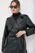 Тренч Beatrice B жіночий колір чорний перехідний двобортний