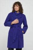 Пальто XT Studio жіночий колір синій перехідний двобортний