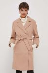 Пальто XT Studio жіночий колір бежевий перехідний двобортний Пальто XT Studio жіночий колір бежевий перехідний двобортний