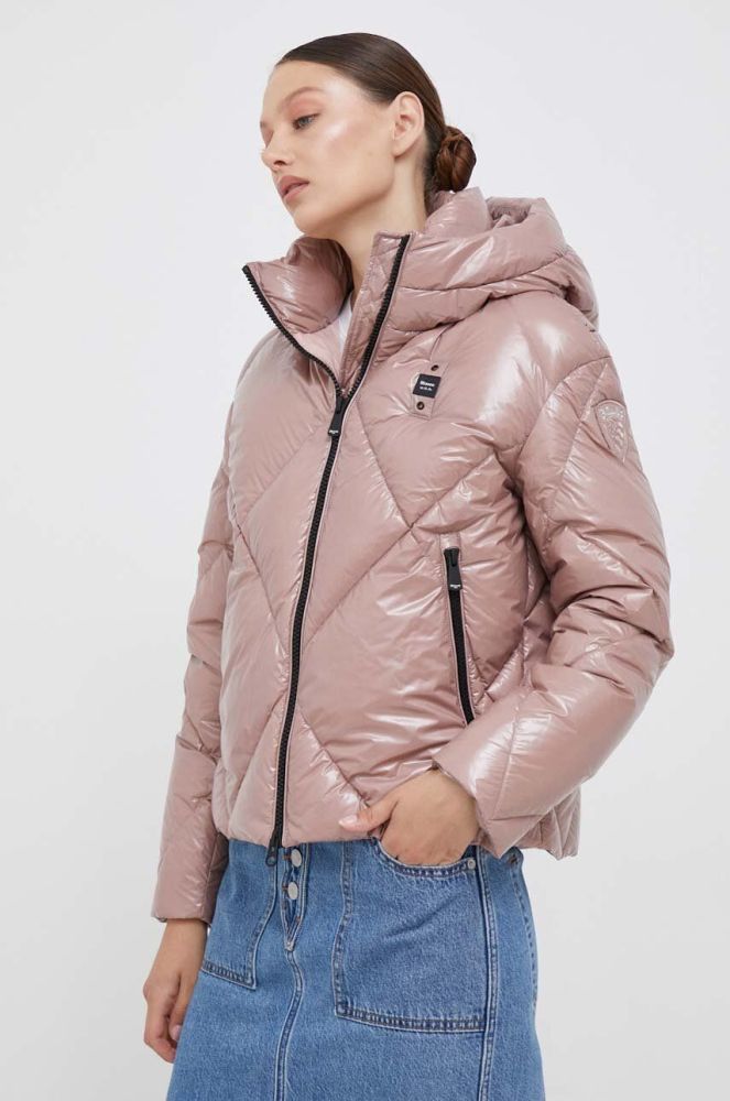 Пухова куртка Blauer жіноча колір рожевий зимова