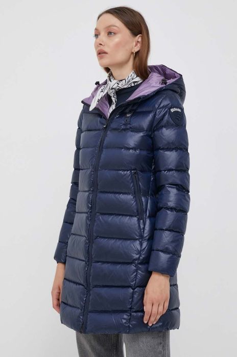 Пухова куртка Blauer жіноча колір синій зимова