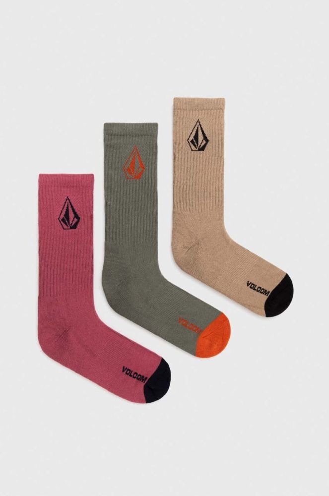 Шкарпетки Volcom 3-pack чоловічі колір рожевий