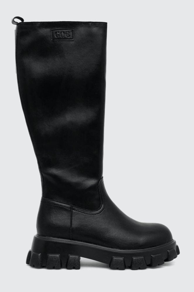 Шкіряні чоботи GOE жіночі колір чорний на платформі злегка утеплена MM2N4070.BLACK