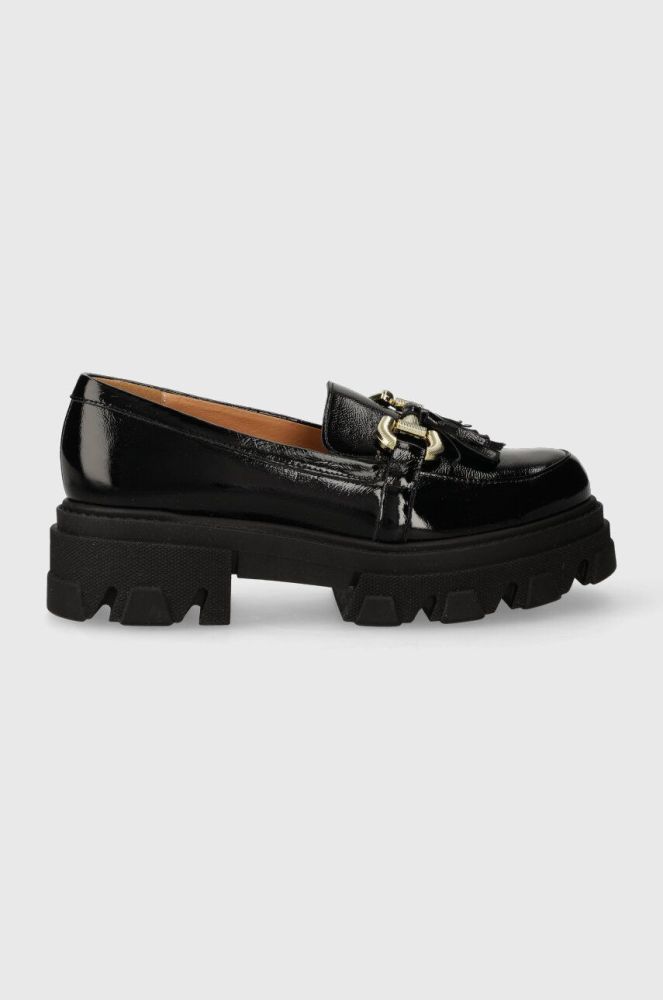 Шкіряні мокасини Charles Footwear Zulia жіночі колір чорний на платформі Zulia.Loafer.Black