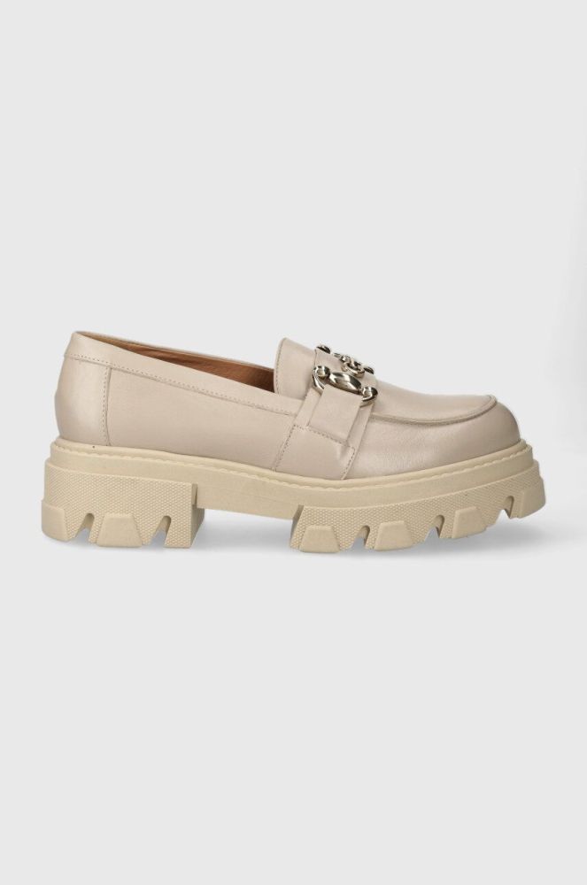 Шкіряні мокасини Charles Footwear Vloglola жіночі колір бежевий на платформі Vloglola.Loafer.Beige