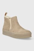 Замшеві черевики Charles Footwear Nessa жіночі колір бежевий на платформі Nessa.mini.Boots.Sabbia