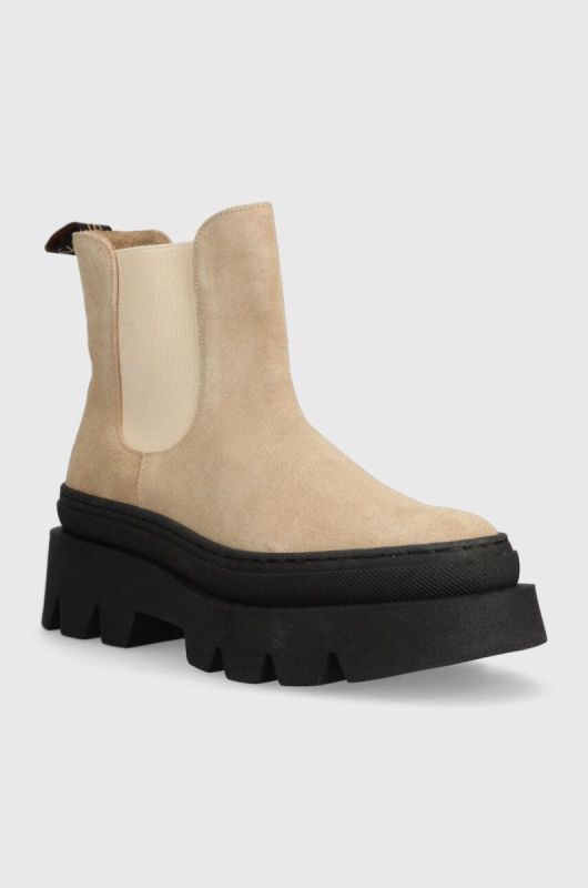 Замшеві черевики Charles Footwear Bette жіночі колір бежевий на платформі Bette.Boots.Sabbia фото 2