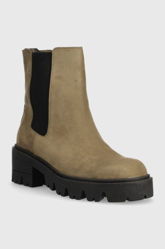 Замшеві черевики Charles Footwear Diana жіночі колір зелений на платформі Diana.Boots.Military.G фото 2
