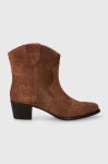 Замшеві черевики Charles Footwear Viola жіночі колір коричневий каблук блок Viola.Western.B.L.C Замшеві черевики Charles Footwear Viola жіночі колір коричневий каблук блок Viola.Western.B.L.C