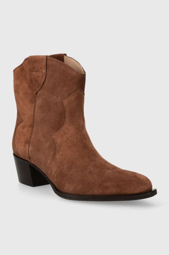 Замшеві черевики Charles Footwear Viola жіночі колір коричневий каблук блок Viola.Western.B.L.C фото 2