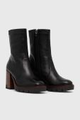 Шкіряні черевики Wojas жіночі колір чорний каблук блок злегка утеплена 5522551