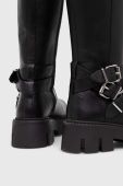 Шкіряні чоботи Wojas жіночі колір чорний на плоскому ходу утеплене 7105351