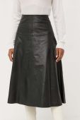 Шкіряна спідниця Liviana Conti колір чорний midi розкльошена Шкіряна спідниця Liviana Conti колір чорний midi розкльошена