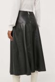 Шкіряна спідниця Liviana Conti колір чорний midi розкльошена Шкіряна спідниця Liviana Conti колір чорний midi розкльошена