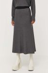 Вовняна спідниця Liviana Conti колір сірий midi розкльошена Вовняна спідниця Liviana Conti колір сірий midi розкльошена