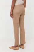 Кашемірові штани Liviana Conti колір бежевий облягаюче висока посадка