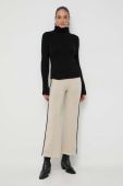 Вовняні штани Beatrice B колір бежевий пряме висока посадка